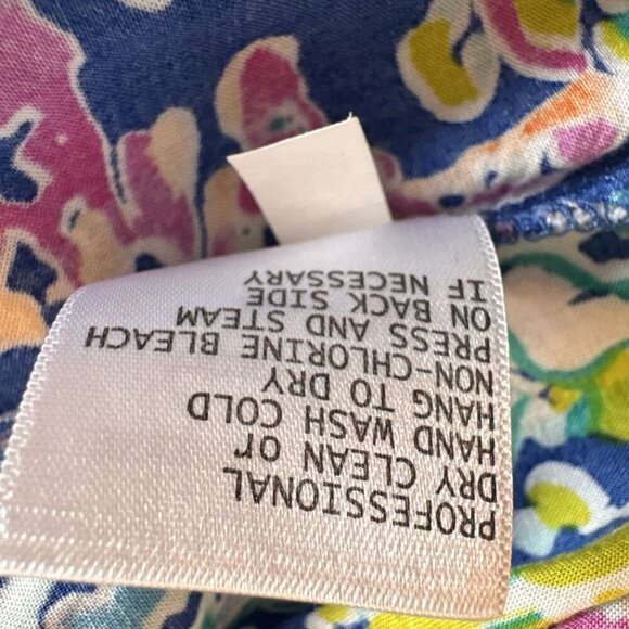 Anne Carson Top Women Large Multicolor Floral Colorful Tropical Resort High Neck - Picture 12 of 12